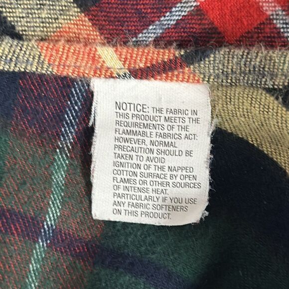 Vintage L.L. Bean Flannel Button Up Shirt Cotton Plaid Green Red Yellow size XL - Picture 10 of 11